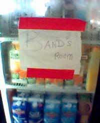Refrigerator sign: 'Band's Room'