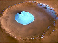 Picture of frozen lake in crater